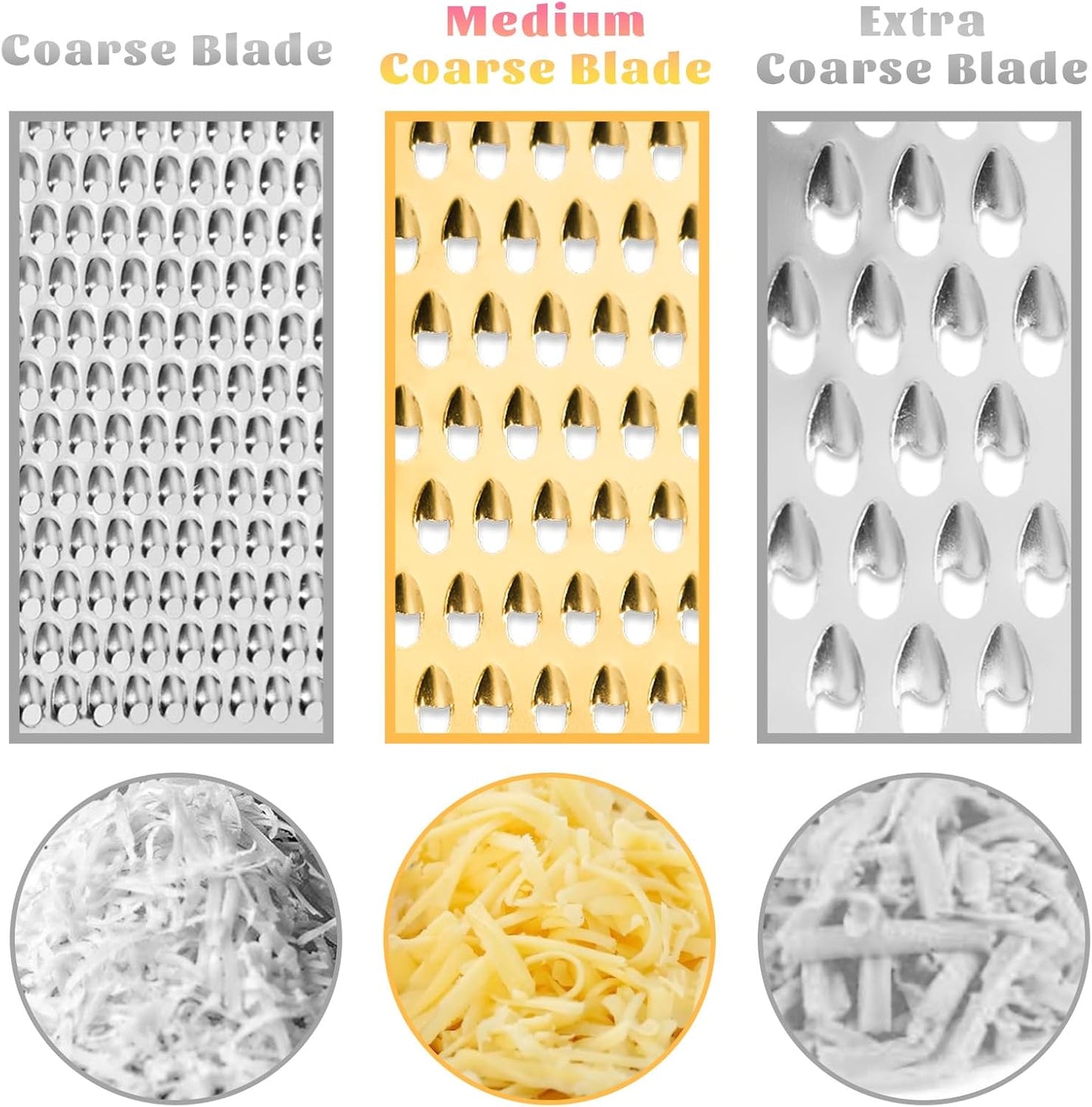 Professional Cheese Grater, Gold Stainless Steel Cheese Grater Handheld, Grater Hand Crank, Practical Kitchen Gadgets, Graters for Cheese, Chocolate, Spices (Medium Coarse)