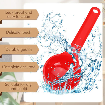 Teenyyou 10 Pcs 2 oz Foodservice Products Measure Spoon with Short Handle Measuring Scoop Miser Food Grade Solid Portion Control Spoon for Oatmeal Creatine Coffee Grains Spices Powders(Red)