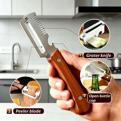 2Pack Multi-Functional Vegetable Peeler for Kitchen, 3 in 1 Stainless Steel Kitchen Tool for Fruit Apple Potato Pumpkin Papaya, Gifts for Mom