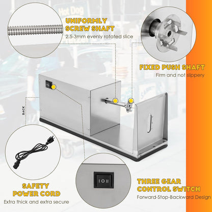 CGOLDENWALL Potato Slicer Electric Potato Tornado Spiral Slicer with Free Bamboo Skewers Stainless Steel Automatic Twisted Potato Cutter Machine Vegetable Cutting Machine for Home Commercial Use 110V
