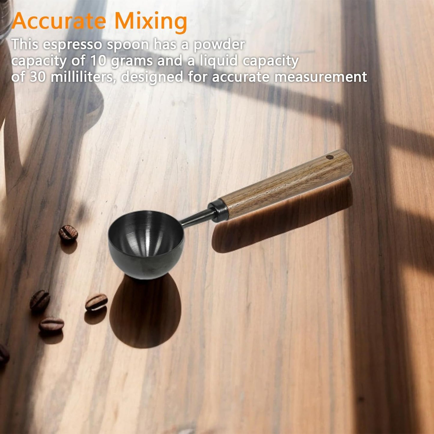 Stainless Steel Coffee Scoop with Walnut Handle - 2 Tablespoon Metal Measuring Spoon for ground Coffee, Espresso, Bath Salts, Formula - Durable Multi-Purpose Scooper (Silvery)