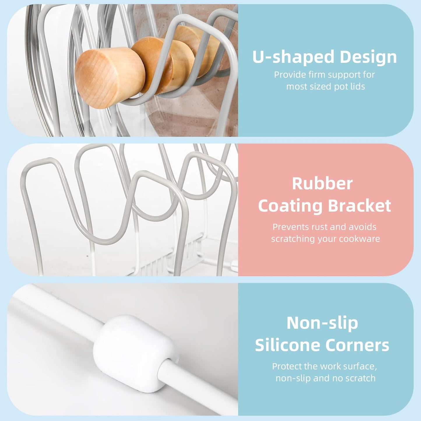 Pot Rack Organizer -Expandable Pot and Pan Organizer for Cabinet,Pot Lid Organizer Holder with 10 Adjustable Compartment for Kitchen Cabinet Cookware Baking Frying Rack,Bronze