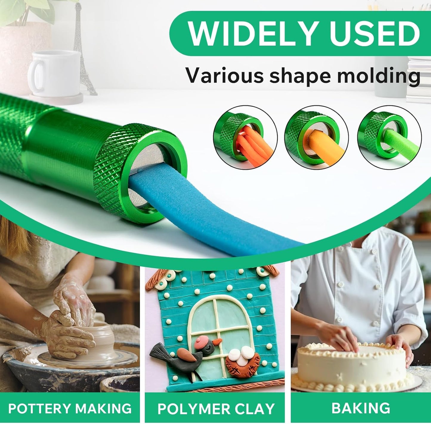 Professional Clay Rolling Pin, 17 Inch Non-Stick Clay Roller for Pottery and Slab Making –Duty Pottery Tool with Ergonomic Handles, Essential for Art Studios