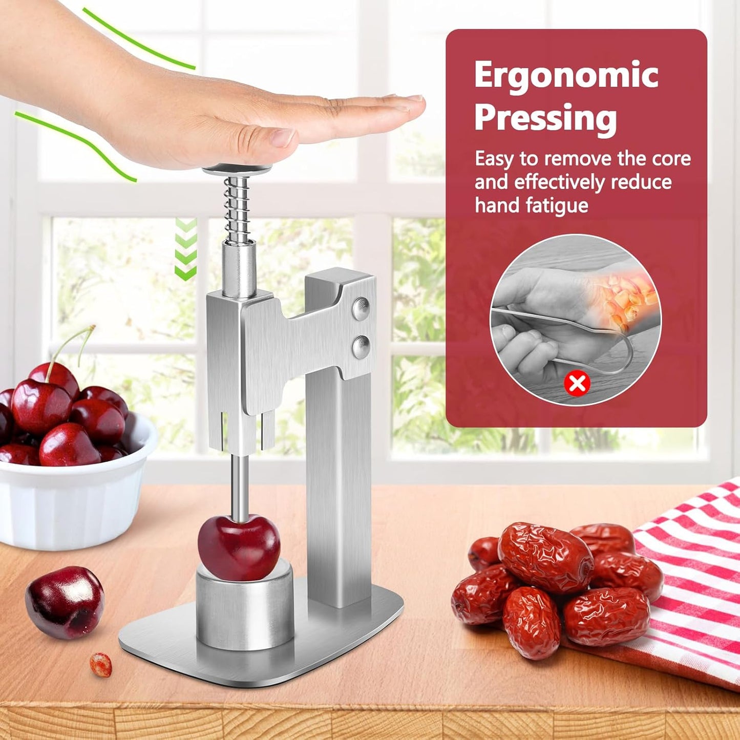 Multitools Stainless Steel Pitter, Olive Pitter Tool Portable Fruit Corer Remover for Cherries, Red Dates, Hawthorn, Grape, Jujube, Easy to Use