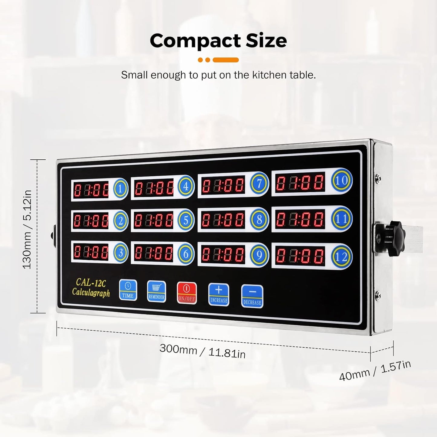 BEAMNOVA 12 Channels Digital Kitchen Timer for Cooking Loud Alarm Stainless Steel Clock Hours and Minutes Seconds Volume Control Electronic Calculator