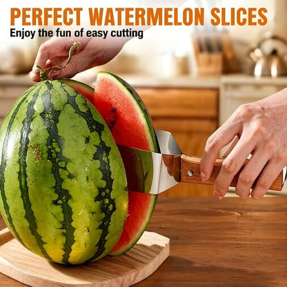 2026 New Fruit Cutter and Watermelon Slicer, Heavy Duty Triangle Watermelon Cutter with Solid Wood Handle, Multi-Fruit Slicer for Cantaloupe, Honeydew, Essential Kitchen Gadget for BBQ (1)