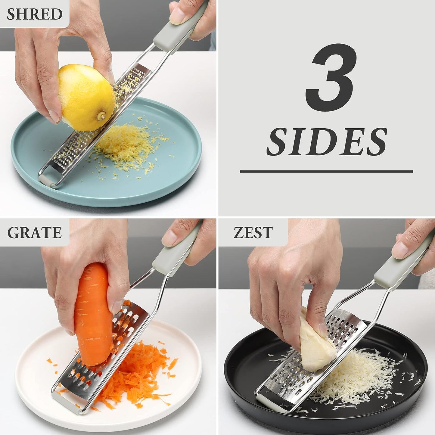 Cambom Lemon & Citrus Zester, Cheese Graters with Stainless Steel Sharp Blade for Parmesan Cheese, Ginger, Garlic, Nutmeg, Chocolate, Vegetables, Fruits, Dishwasher Safe Shredder Fine Blade