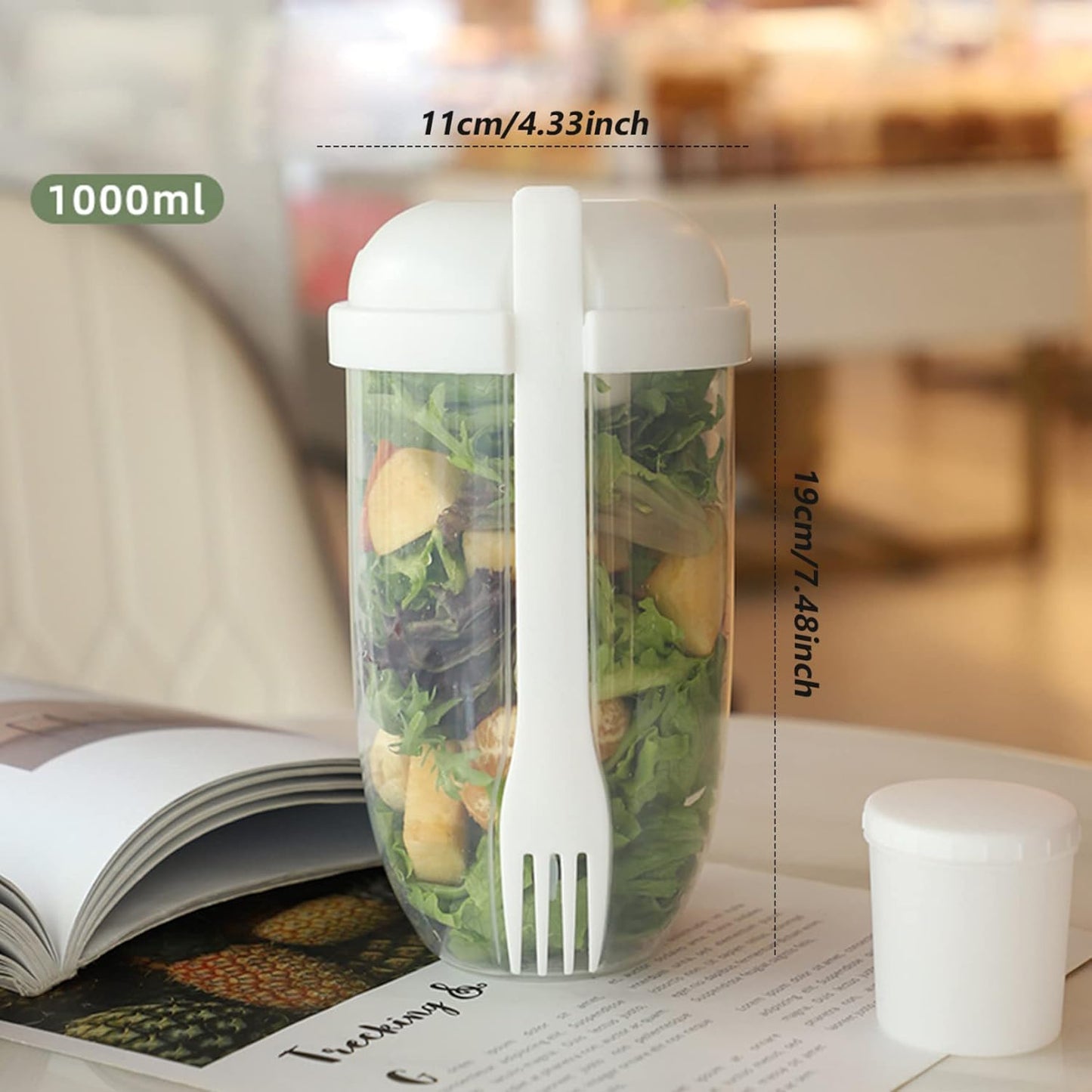 Fresh Salad Cup Salad Dressing Container to Go Salad Meal Shaker Salad Dressing Holder for Lunch Green, salad dressing shaker