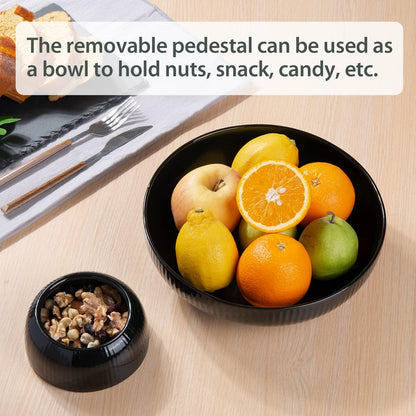 Ceramic Fruit Bowl with Draining Holes, 10" Large Fruit Basket with Multifunctional Removable Pedestal, Decorative Fruit Bowl for Table Countertop, Fruit and Vegetable Holder, Grey