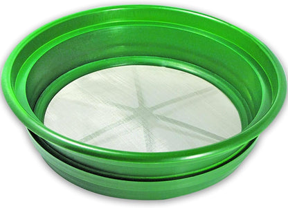 SE 13.25 Inch Wide Stackable Classifier Gold Prospecting Pan - 1/8 Inch Stainless Steel Mesh Sifting Pan, Green