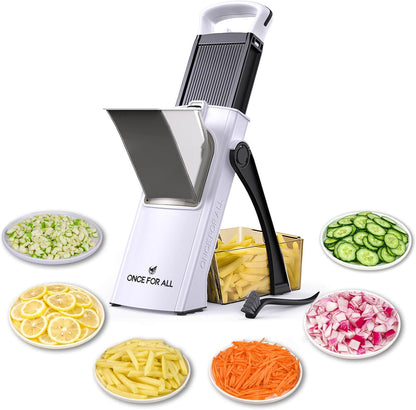 ONCE FOR ALL Upgrade Safe Mandoline Slicer Plus, Adjustable Vegetable Food Chopper Potato Fries French Fry Cutter, Detachable Blade, Kitchen Chopping Artifact, New Kitchen Gift (DarkGray)