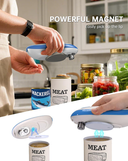CIRCLE JOY Electric Can Opener, One-Touch Automatic Can Opening with Smooth Edges, Food Safety Handheld Battery-Operated Can Opener for Kitchen and Seniors, Black