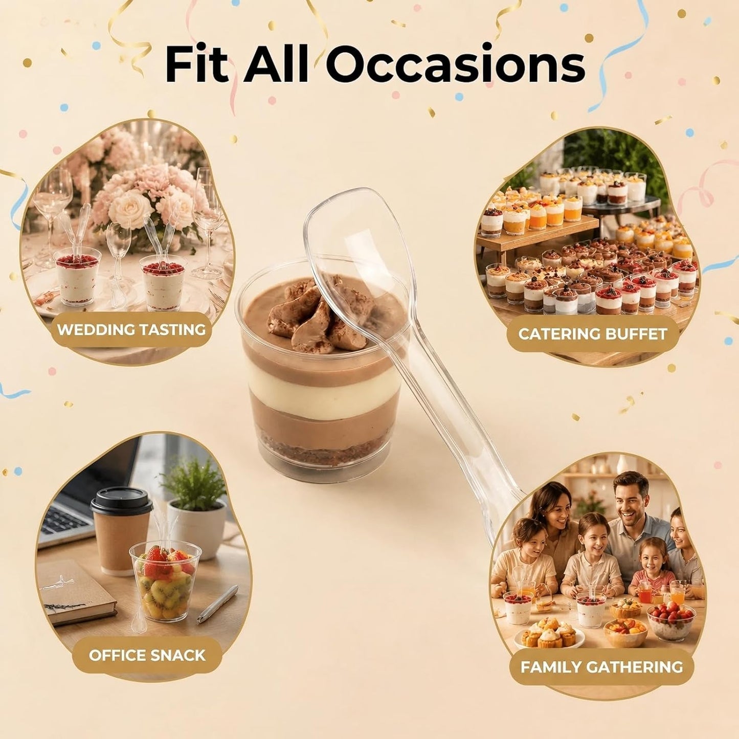 150 Pack 4 Inch Mini Spoons for Desserts - Clear Tasting Spoons, Sample Spoons - Mini Plastic Spoons, Small Plastic Spoons for Dessert - Disposable Dessert Spoons for Party Miniature Cups