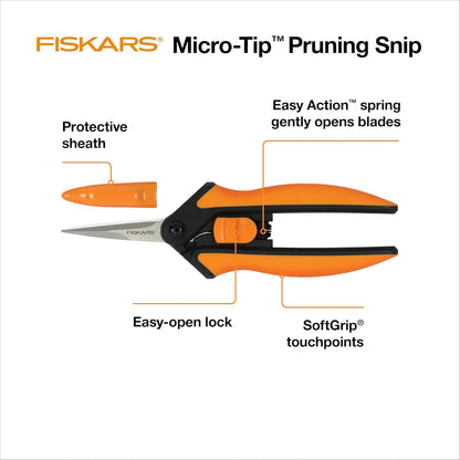 Fiskars 6" Pruning Scissors for Flowers, Buds, Weeds and Small Plants, Garden Snips with Resin Resistant Nonstick Stainless Steel Blades, Gardening Trimmers with Comfortable Handle