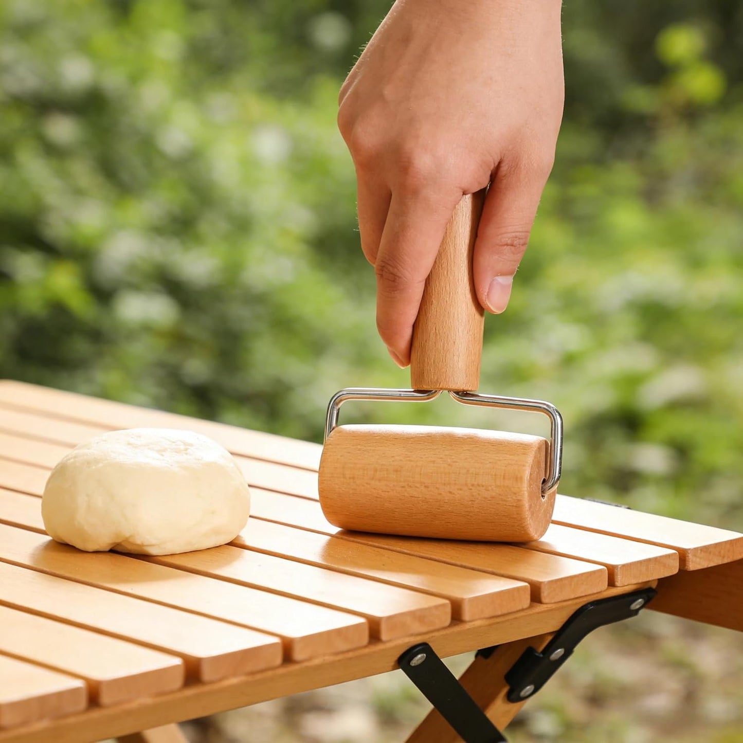 Small Rolling Pin, Wooden Dough Roller, Non-Stick Pizza Roller, T Type Rolling Pins for Kitchen Baking, Pizza Dough Press (3.8 * 7.5 inch)