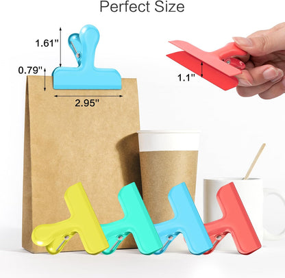 12 Pack Stainless Steel Chip Clips, Bag Clips for Food, Heavy Duty Chip & Bag Clip for Kitchen and Office to Seal Coffee Bags, Paper Sheets, Metal Clip Air Tight Seal-3 Inches (Black)
