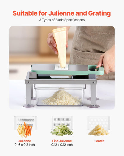 VEVOR Vegetable Chopper Mandoline Slicer, All-in-1 Food Veggie Cutter with 9 Stainless Steel Blades, Cheese Grater Onion Potato Dicer with Container,Salad Spiralizer Kitchen Gadgets&Essentials