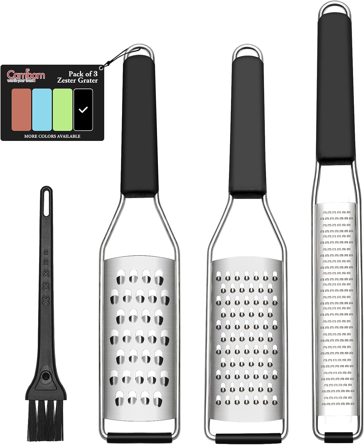 Cambom Lemon & Citrus Zester, Cheese Graters with Stainless Steel Sharp Blade for Parmesan Cheese, Ginger, Garlic, Nutmeg, Chocolate, Vegetables, Fruits, Dishwasher Safe Shredder Fine Blade