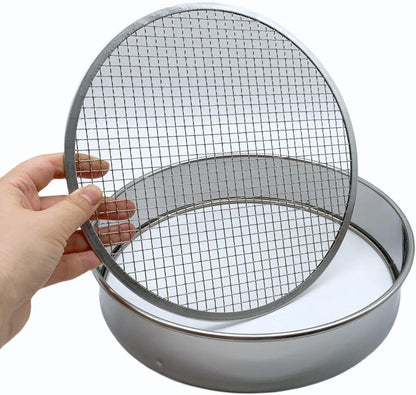 Soil Sifter Set with 3 Sieve Meshes for Rock and Sand - Stainless Steel