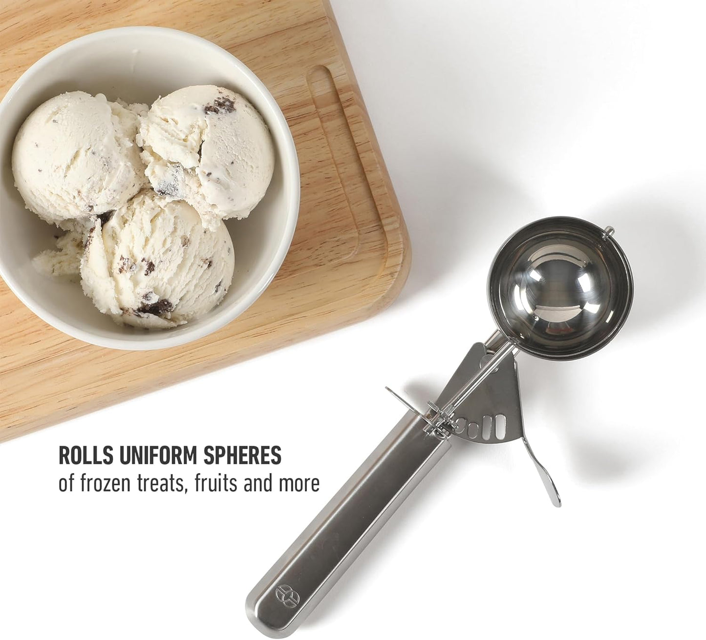 Calphalon Cookie Scoop, Stainless Steel Trigger Scoop for Cookie Dough, Ice Cream & Batter, Portion Control Kitchen Scoop with Release Mechanism, Taupe