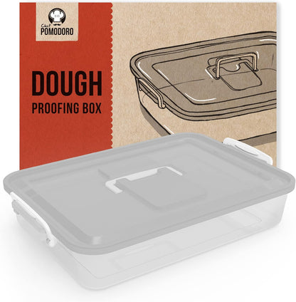 Chef Pomodoro Pizza Dough Proofing Box, 14 x 11-Inch, Preparation Container with Lid, Fits 4-6 Proofing Balls, Household Pizza and Bread Dough Tray With Convenient Carry Handle (Blue)