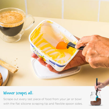 Dreamfarm Mini Supoon Non-Stick Sit-Up Silicone Scraping Cooking Spoon, Jar Scraper Measures 5ml Tsp - 8" Yellow