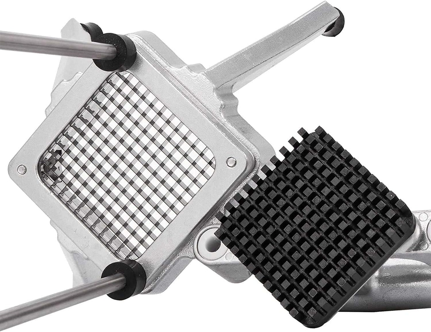 2-in-1 Commercial Juicer & Vegetable Chopper – Heavy Duty Cast Iron Manual Citrus Press with Stainless Steel Food Dicer, French Fry Cutter, 1/2" 3/8" 1/4" Blades for Potatoes