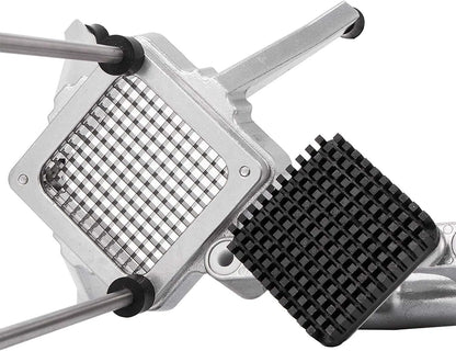2-in-1 Commercial Juicer & Vegetable Chopper – Heavy Duty Cast Iron Manual Citrus Press with Stainless Steel Food Dicer, French Fry Cutter, 1/2" 3/8" 1/4" Blades for Potatoes