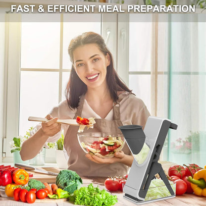 Mandoline Slicer Safe Multifunctional Dicer Adjustable Commercial Slicer Machine Stainless Steel Chopper (White Green)