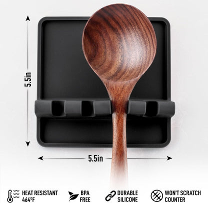 Zulay Kitchen Spoon Rest for Multiple Utensils High Heat-Resistant Silicone Drip Pad, BPA-Free Spoon Holder for Stove Top, Kitchen Gadget Holder for Ladles, Tongs, Cooking Spatula - Makes Great Gift