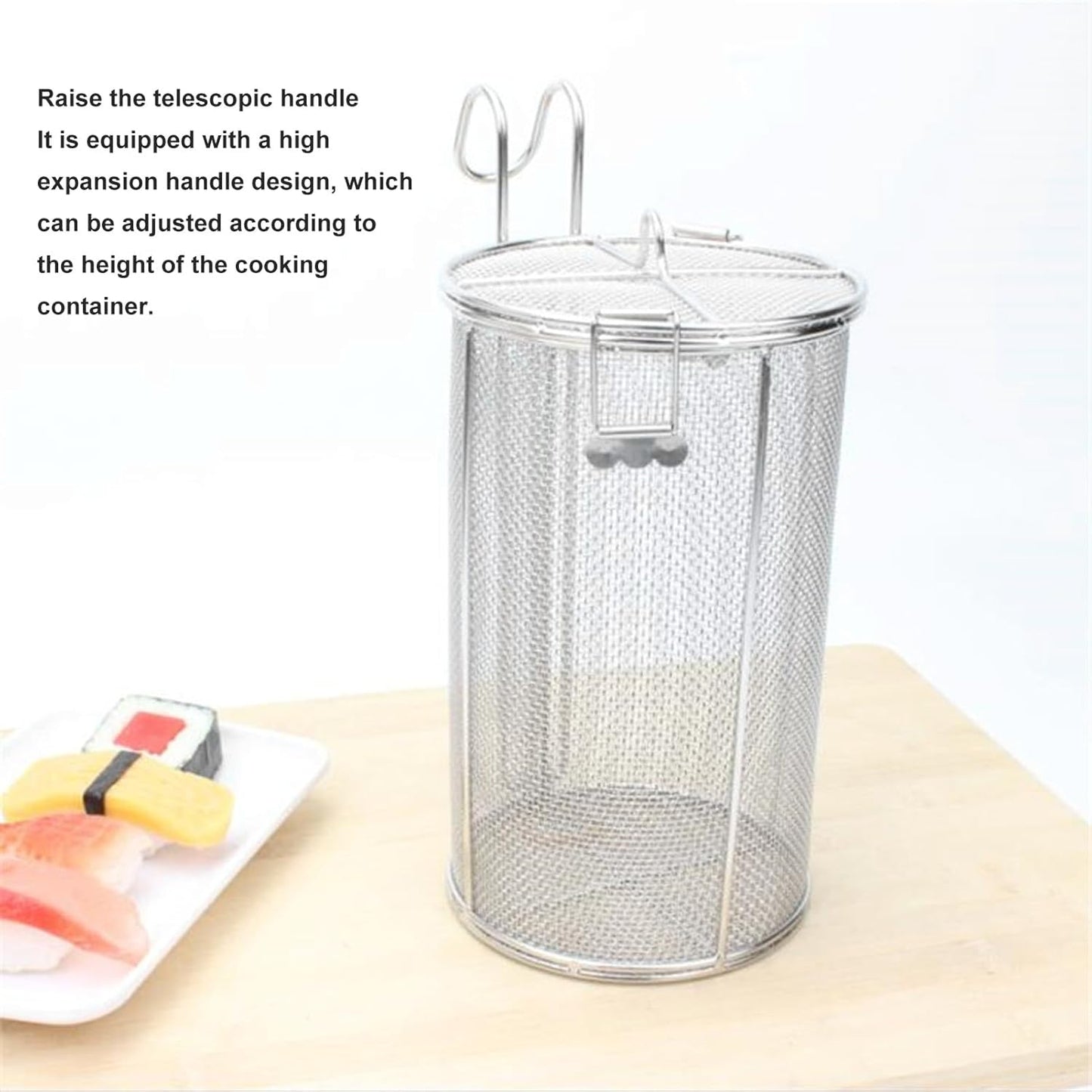 Stainless Steel Spice Seasoning Strainer, Collapsible Tea Strainer, Soup Seasonings Seperation Basket with High Extension Handle Design for Cooking Brines Soups Spices