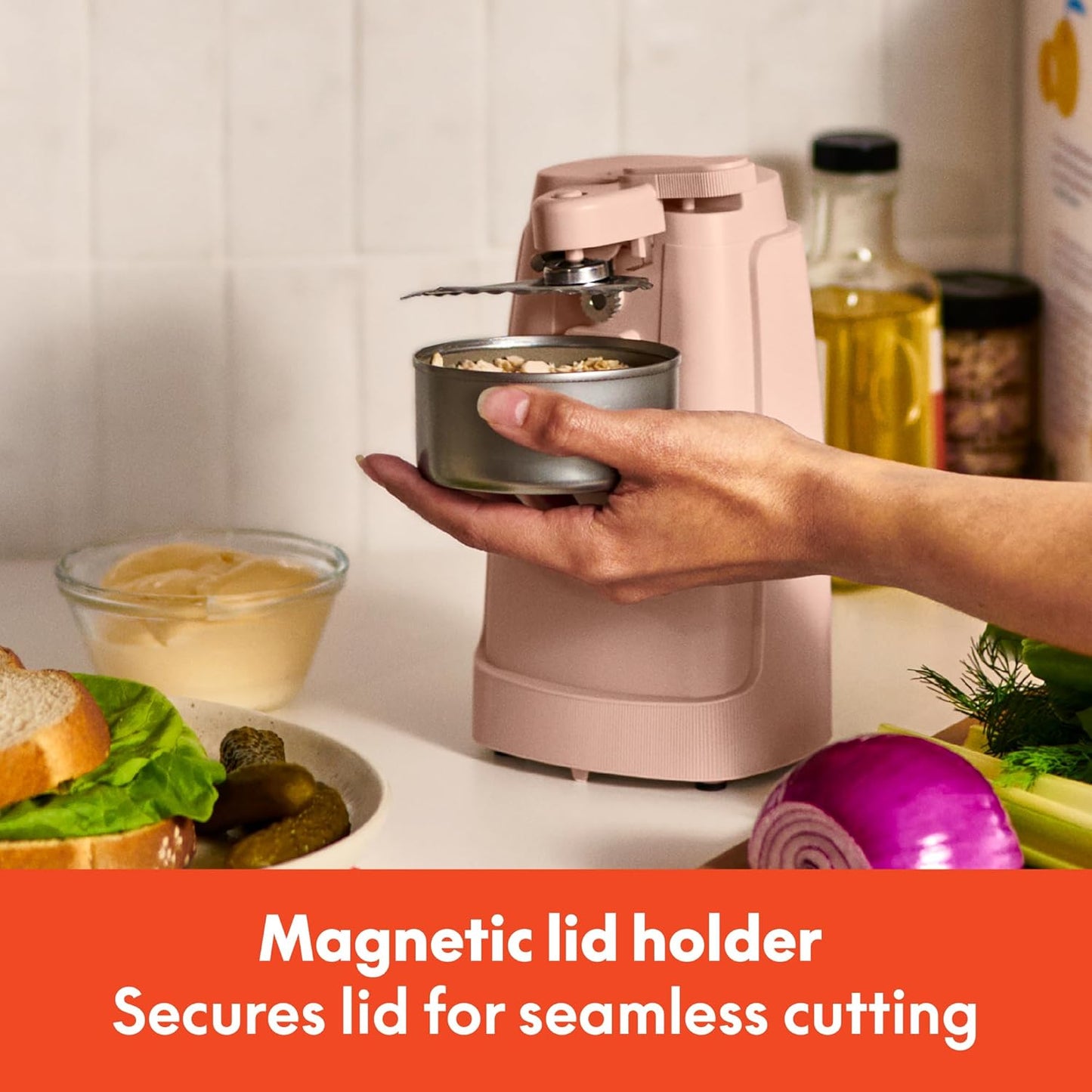 bella Electric Can Opener and Knife Sharpener, Removable Cutting Lever, Cord Storage, Stainless Steel Blade, Sage