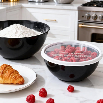 Greentainer Plastic Mixing Bowls with Lids Set for Kitchen, 6 Set Nesting Bowls for Mixing, Baking, Prepping, Cooking and Serving Food, Mixing Bowls Dishwasher, Microwave Safe