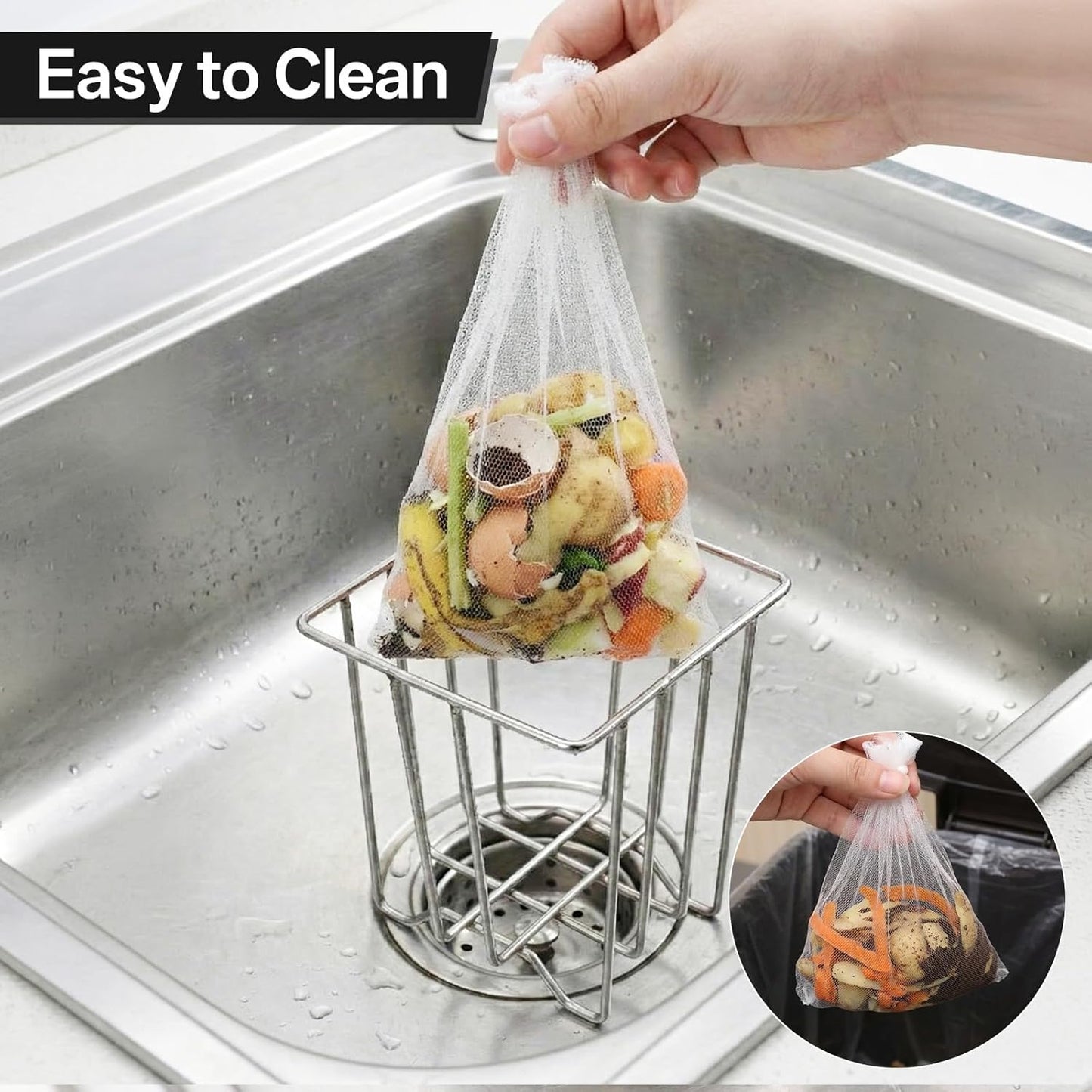 300 PCS Mesh Strainer Bags for Kitchen Sink Food Catcher, Disposable Mesh Sink Strainer Bags, Anti-Clogging Elastic Sinks Strainers Filter Meshbag, Sinks Trash Catcher Bag for Kitchen Leftovers Bath