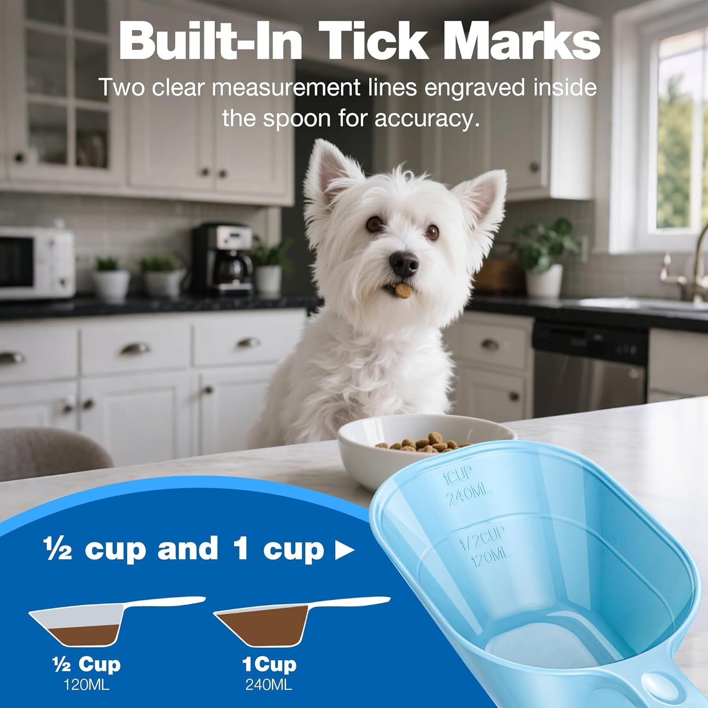 Food Scoop With Measuring Lines 2 Pack Black For Dog, Cat, Puppy, Coffee Bean, Flour Scoop, Ice
