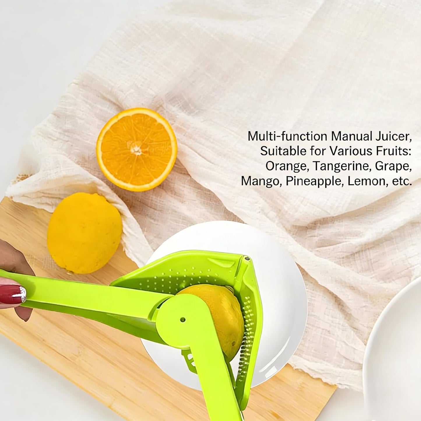 Lemon Squeezer, Effortless Manual Flat Lime Juicer Squeezer, Fold-Flat Citrus Juicer, Hand Citrus Press, Sturdy Flat Manual Lemon Juicer, Suits Lime & Lemon (Yellow)