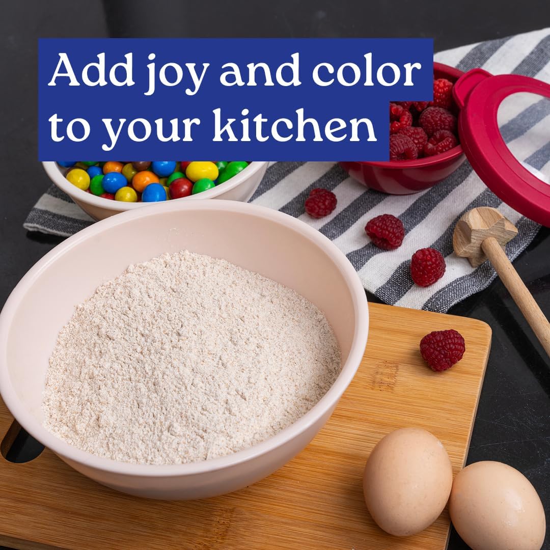 WHYSKO Mixing Bowl Set, 12 Piece Colorful Plastic Mixing Bowls with Lids Set for Food Prep Storage and Serving, Microwave and Dishwasher Safe for Kitchen Baking Cooking