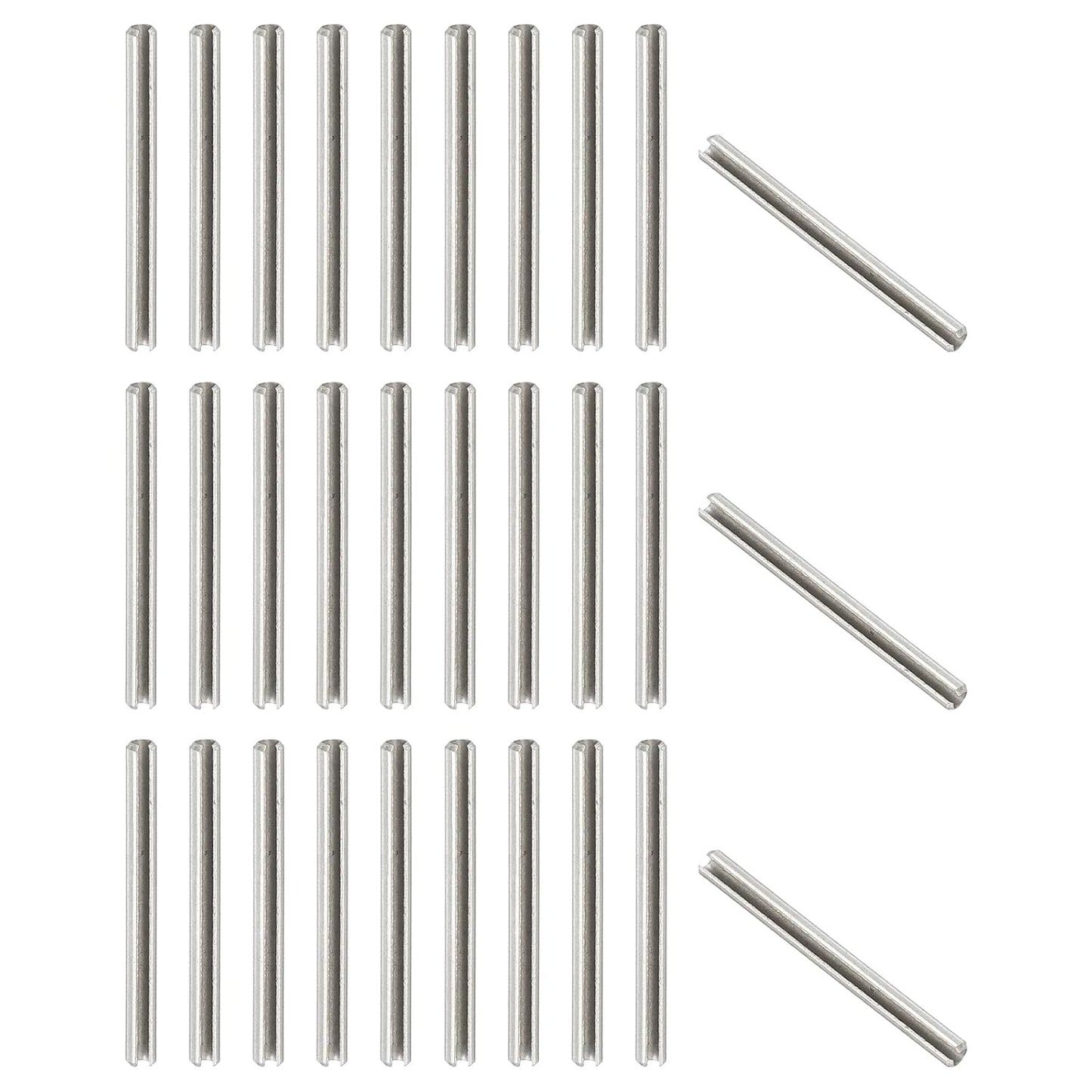 PATIKIL Slotted Spring Pin, 50 Pcs 1/8" x 3/4" (3.2mm x 20mm) 304 Stainless Steel Split Roll Pins Spring Dowel for Home Improvement Automotive Machine Repair, Silver - Colors B