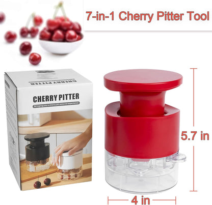 Cherry Pitter Tool 7-in-1, Portable Cherries Seed Remover, Fruit Pit Core Remover for Make Fresh Cherry Dishes, Cherry Pie and Jam and Cocktail Cherries
