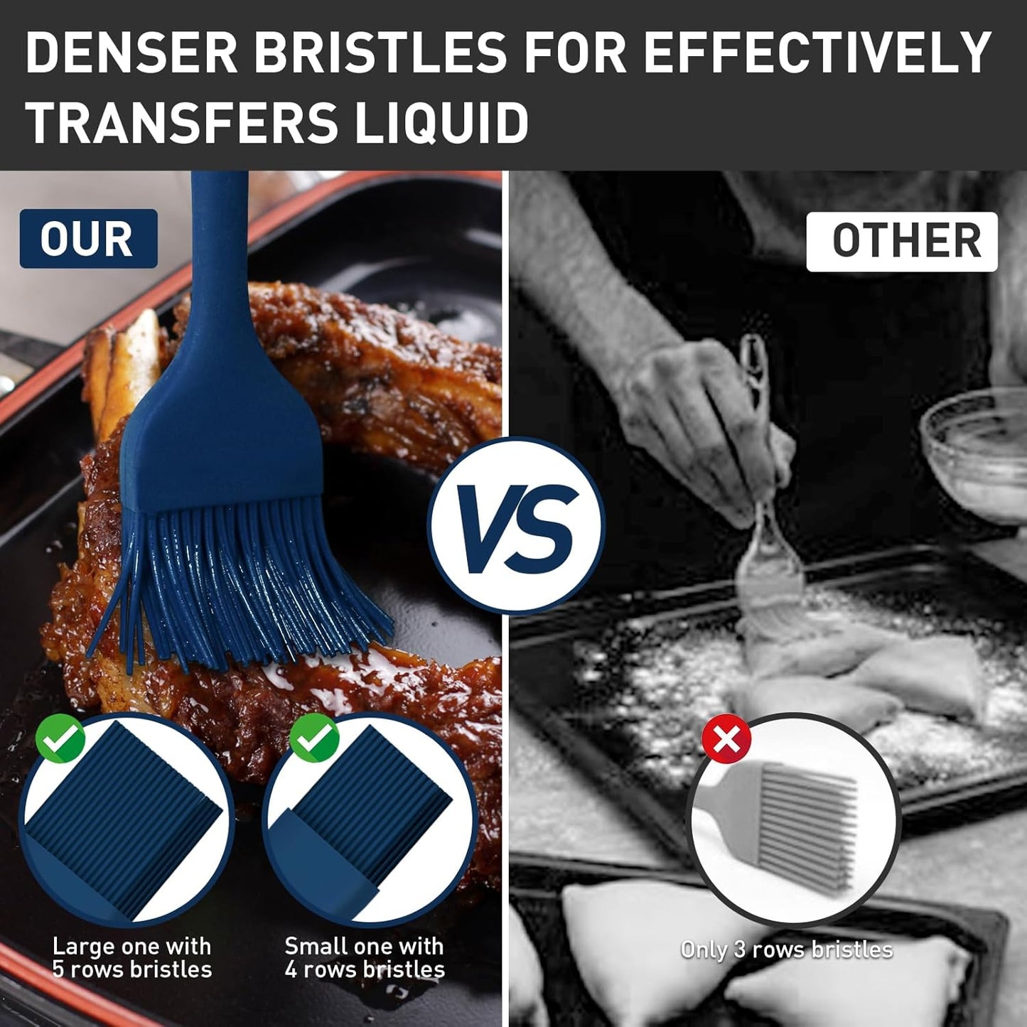 Begonia Silicone Basting Pastry Brush-2pcs Heat Resistant Cooking Brush for Oil, Sauce, Butter, BBQ, Grill and Marinade, BPA Free, Dishwasher Safe （Red）