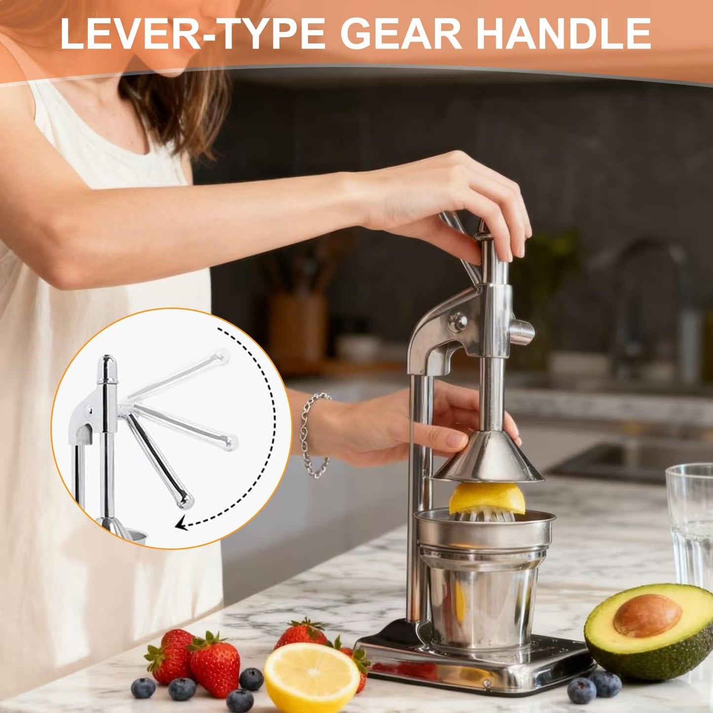 Cast Iron Juicer Hand Press,Effective Stainless Steel Manual Juicer Fruit Squeezer,Home and Kitchen Essentials, Heavy Duty Hand Press Juice Extractor for Fresh Lemonade Orange Juice, Easy to Use