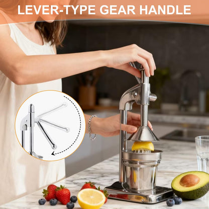 Cast Iron Juicer Hand Press,Effective Stainless Steel Manual Juicer Fruit Squeezer,Home and Kitchen Essentials, Heavy Duty Hand Press Juice Extractor for Fresh Lemonade Orange Juice, Easy to Use