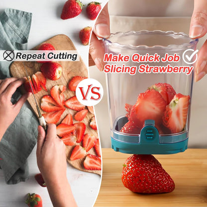 Creative Strawberry & Fruit Slicer - Detachable Cutter with Push Plate (Black)