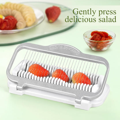 Larger Banana Slicer Egg Slicer for Hard Boiled Eggs, Stainless Steel & Aluminium Wires Strawberry slicer Multipurpose Heavy Duty Dishwasher Safe Banana Cutter slicer