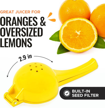 Zulay Kitchen Premium Metal Orange Squeezer – Heavy-Duty Manual Citrus Juicer for Maximum Juice Extraction – Ergonomic, Easy to Clean, Dishwasher Safe (Orange)