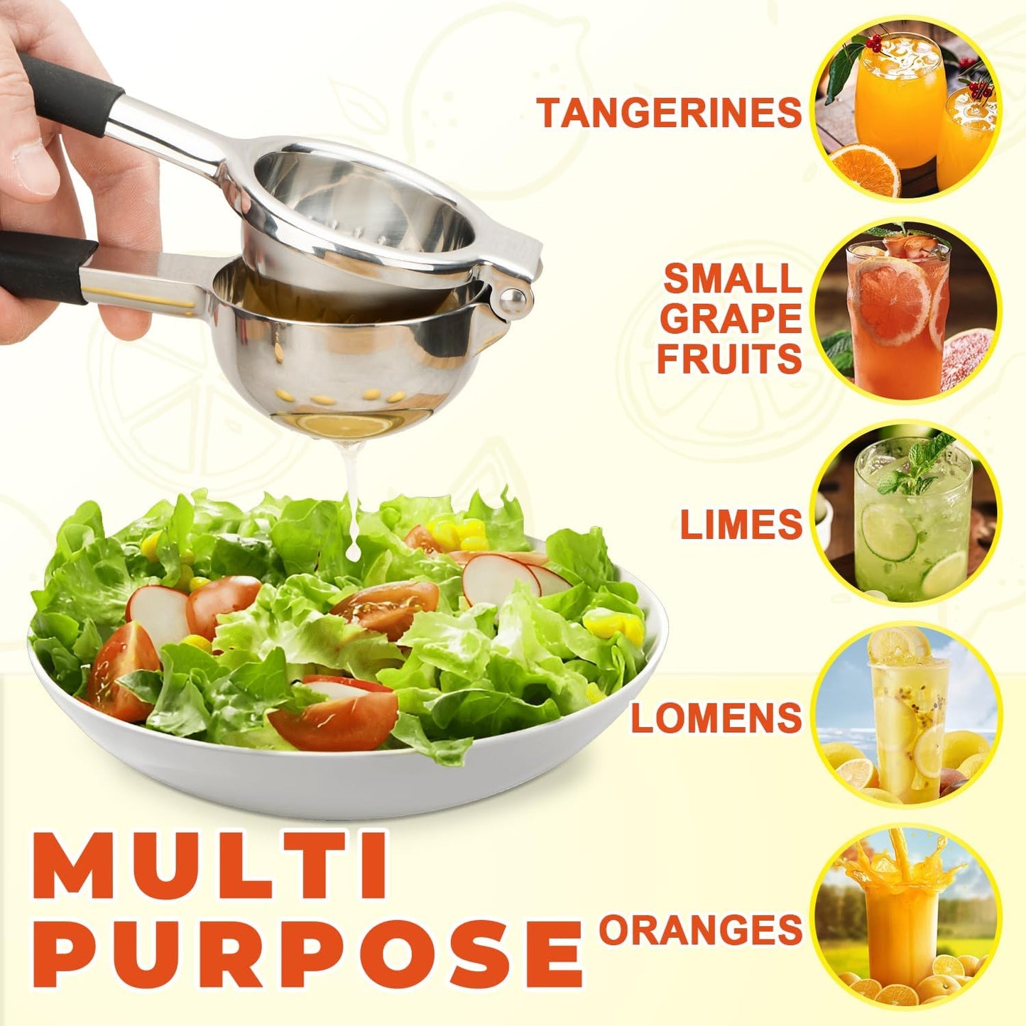 SHIKORI Lemon Squeezer, Large Heavy Duty Handhelp Juicer for Lemon, Stainless Steel Hand Press Citrus Juicer, Lime Squeezer Bar Tool, Manual Citrus Press (Rose Gold)