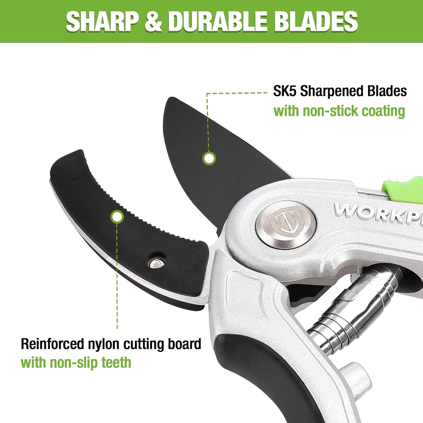 WORKPRO Garden Pruning Shears 2 Pack, 8" Bypass Pruning Shears and 6.25" Straight Garden Scissors, Premium Plant Shears, Garden Clippers Hand Tools for Cutting Flowers, Trimming Plants, Picking Fruits