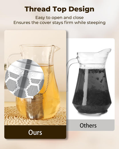House Again Large Tea Infuser, Extra Fine Mesh Tea Strainers for Loose Tea, 18/8 Stainless Steel Tea Strainer with Extended Chain Hook, Tea Steeper for Brew Tea, Spices & Seasonings, for Multi Cups