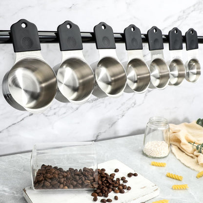 Magnetic Measuring Cups Set of 7 Stainless Steel Heavy Duty Stackable Measuring Cups for Dry and Liquid Ingredients