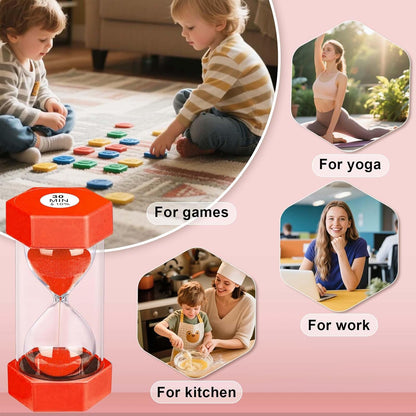 5 Minute Hourglass Sand Timer, Plastic Hexagon Hourglass Sand Clock 5 Min, Reloj De Arena 5 Minutos,Unbreakable Green Hour Glass Sandglass for Classroom Games Kitchen (Green)